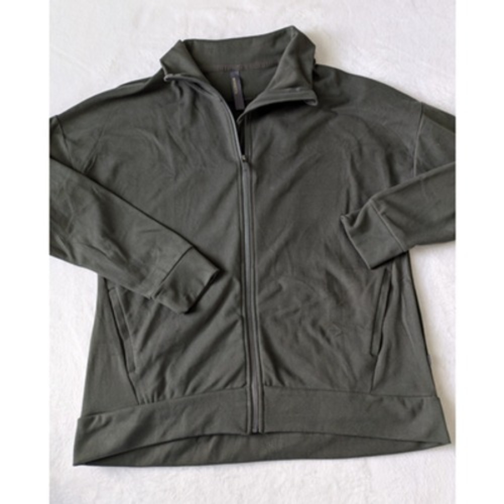Mondetta Full Zip Jacket Women Large Burnt Olive NEW Fleece Activewear Mock Neck